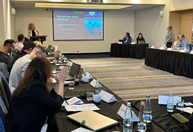 Branislava Lovre leading a workshop on AI transparency and responsible use